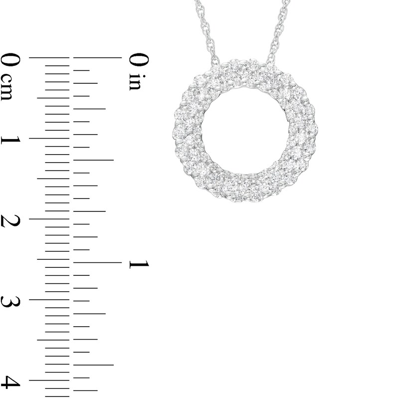 Main Image 3 of 1 CT. T.W. Diamond Triple Row Circle Outline Pendant in 10K White Gold