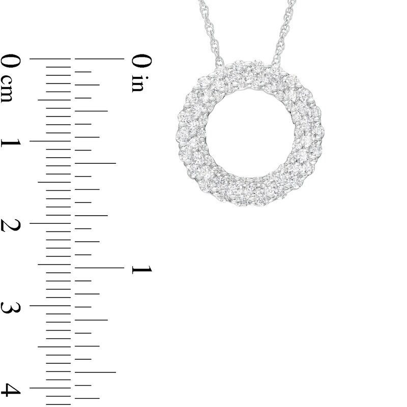 1 CT. T.W. Diamond Triple Row Circle Outline Pendant in 10K White Gold