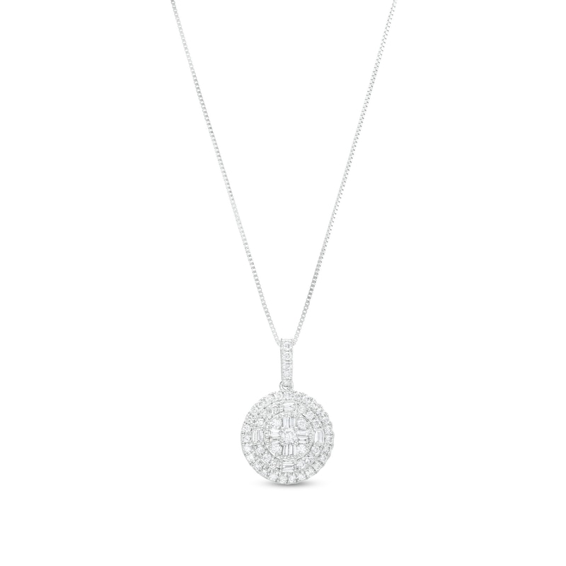 Main Image 1 of 1/2 CT. T.W. Multi-Diamond Double Frame Pendant in 10K White Gold