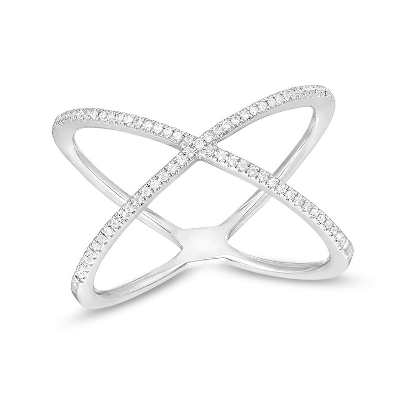 Main Image 1 of 1/8 CT. T.W. Diamond Orbit Ring in 10K White Gold - Size 7