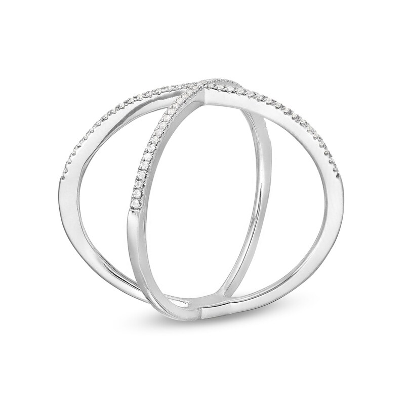 1/8 CT. T.W. Diamond Orbit Ring in 10K White Gold Size 7 Zales