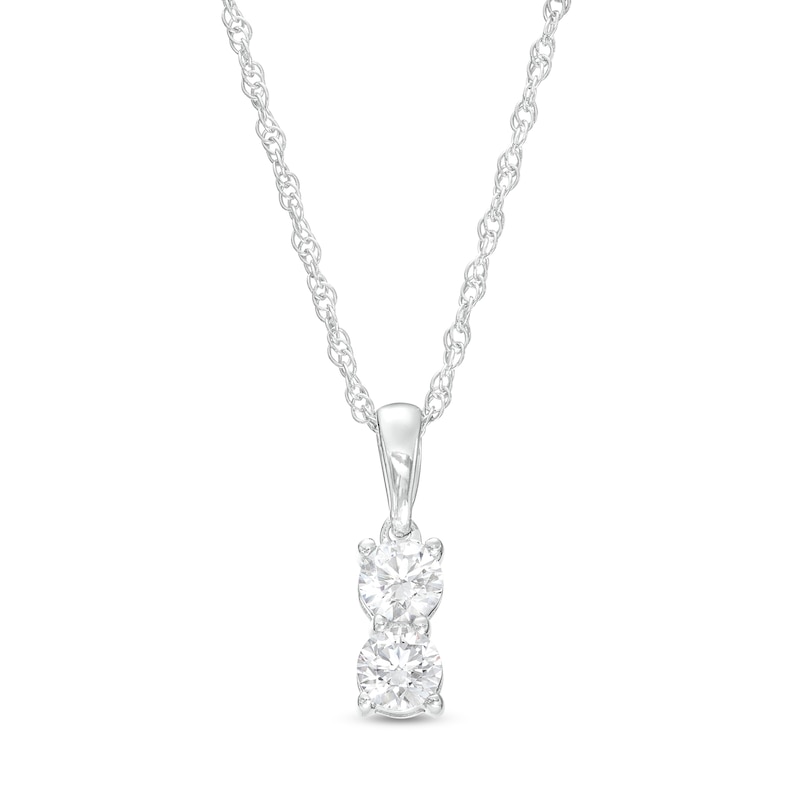 Main Image 1 of 1/2 CT. T.W. Diamond Two Stone Stacked Pendant in 10K White Gold