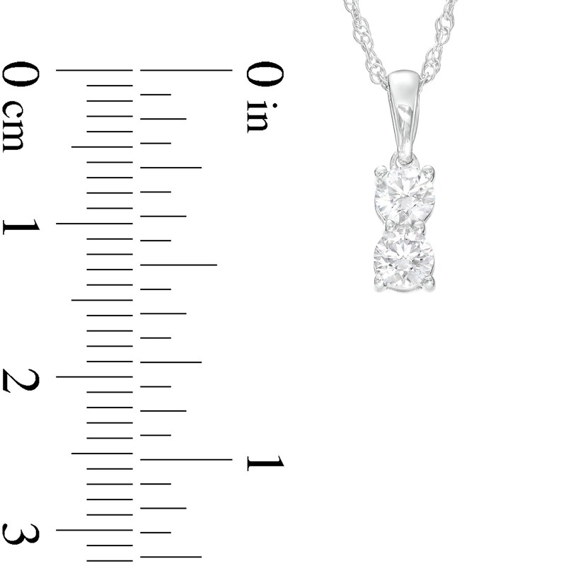 Main Image 3 of 1/2 CT. T.W. Diamond Two Stone Stacked Pendant in 10K White Gold