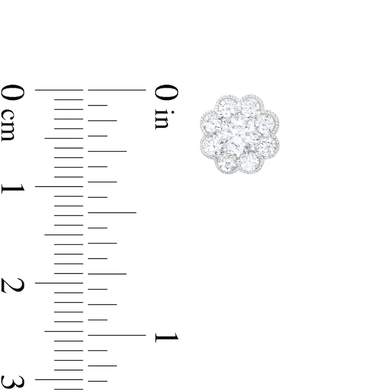 Main Image 3 of 1 CT. T.W. Diamond Scallop Edge Vintage-Style Flower Stud Earrings in 10K White Gold