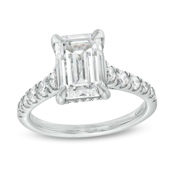 KleinfeldÂ® x Zales 3-3/4 CT. T.w. Certified Emerald-Cut Lab-Grown Diamond Engagement Ring in Platinum (F/Vs2)