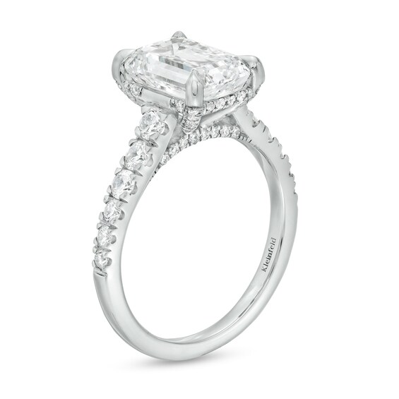 KleinfeldÂ® x Zales 3-3/4 CT. T.w. Certified Emerald-Cut Lab-Grown Diamond Engagement Ring in Platinum (F/Vs2)