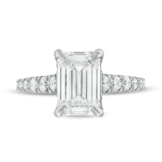 KleinfeldÂ® x Zales 3-3/4 CT. T.w. Certified Emerald-Cut Lab-Grown Diamond Engagement Ring in Platinum (F/Vs2)