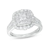Thumbnail Image 1 of 1 CT. T.W. Quad Princess-Cut Diamond Double Frame Vintage-Style Engagement Ring in 14K White Gold (I/I2)