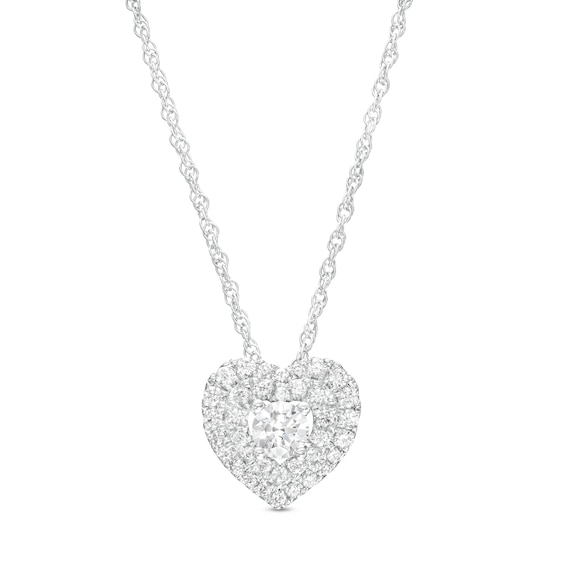1/2 CT. T.w. Diamond Double Frame Heart Pendant in 10K White Gold