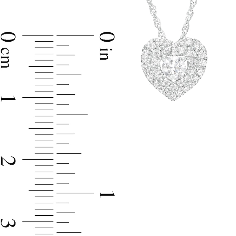 1/2 CT. T.W. Diamond Double Frame Heart Pendant in 10K White Gold