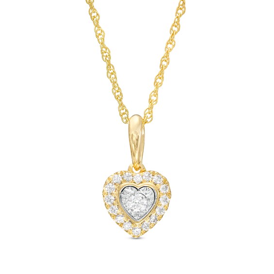 1/6 CT. T.w. Diamond Frame Heart Pendant in 10K Two-Tone Gold