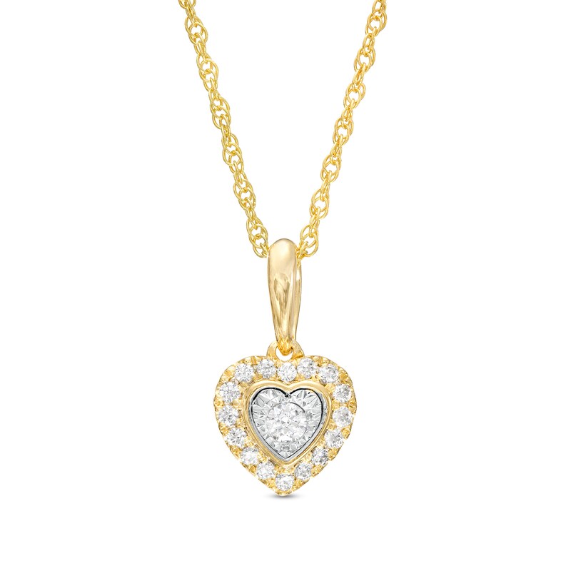 Main Image 1 of 1/6 CT. T.W. Diamond Frame Heart Pendant in 10K Two-Tone Gold