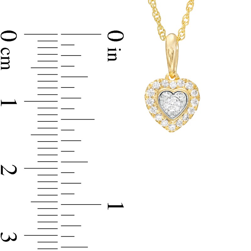 Main Image 3 of 1/6 CT. T.W. Diamond Frame Heart Pendant in 10K Two-Tone Gold