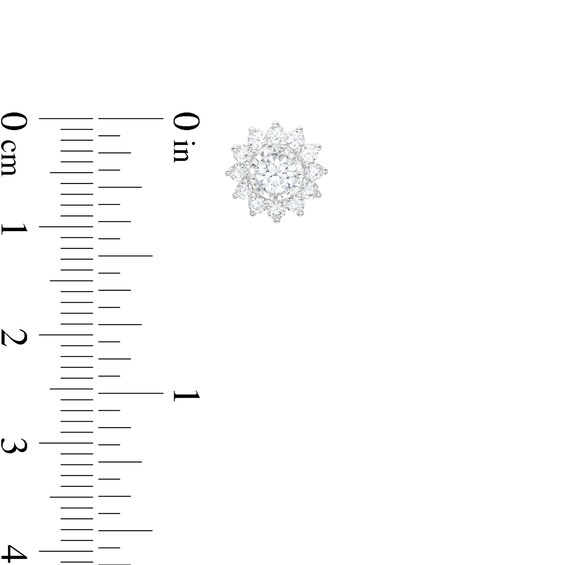 1 CT. T.w. Diamond Frame Sunburst Stud Earrings in 10K White Gold