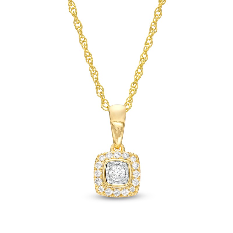 Main Image 1 of 1/8 CT. T.W. Diamond Cushion-Shaped Frame Pendant in 10K Two-Tone Gold