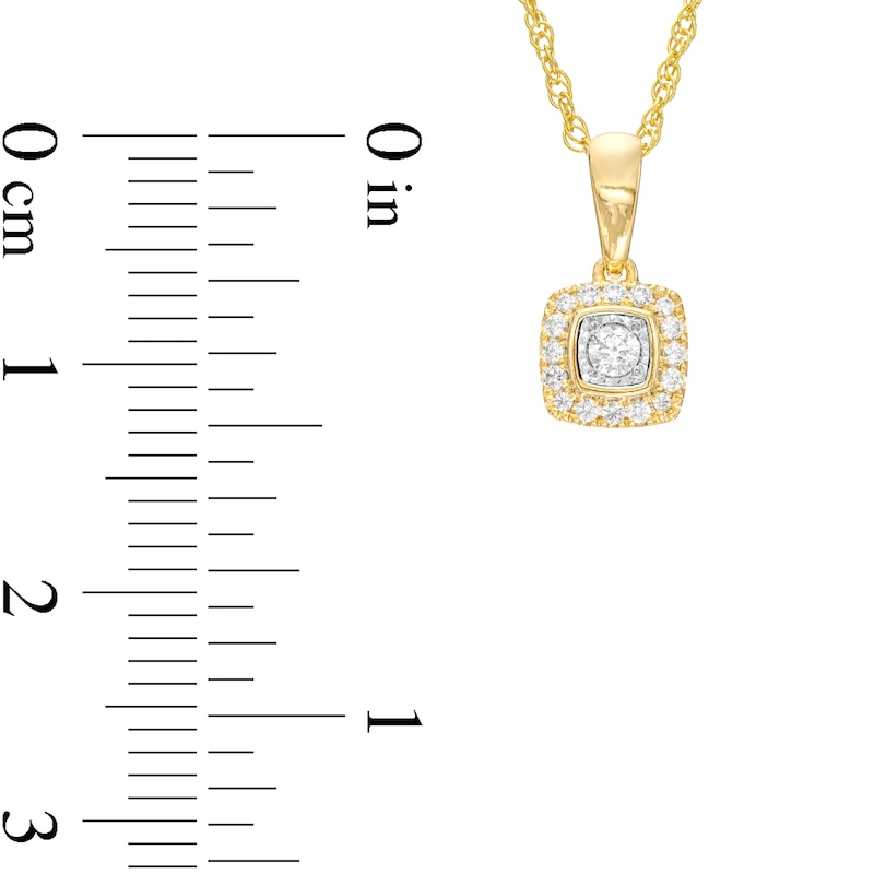 Main Image 3 of 1/8 CT. T.W. Diamond Cushion-Shaped Frame Pendant in 10K Two-Tone Gold