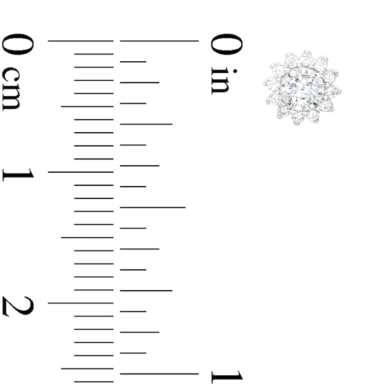 Main Image 3 of 1/4 CT. T.W. Diamond Frame Sunburst Stud Earrings in 10K White Gold