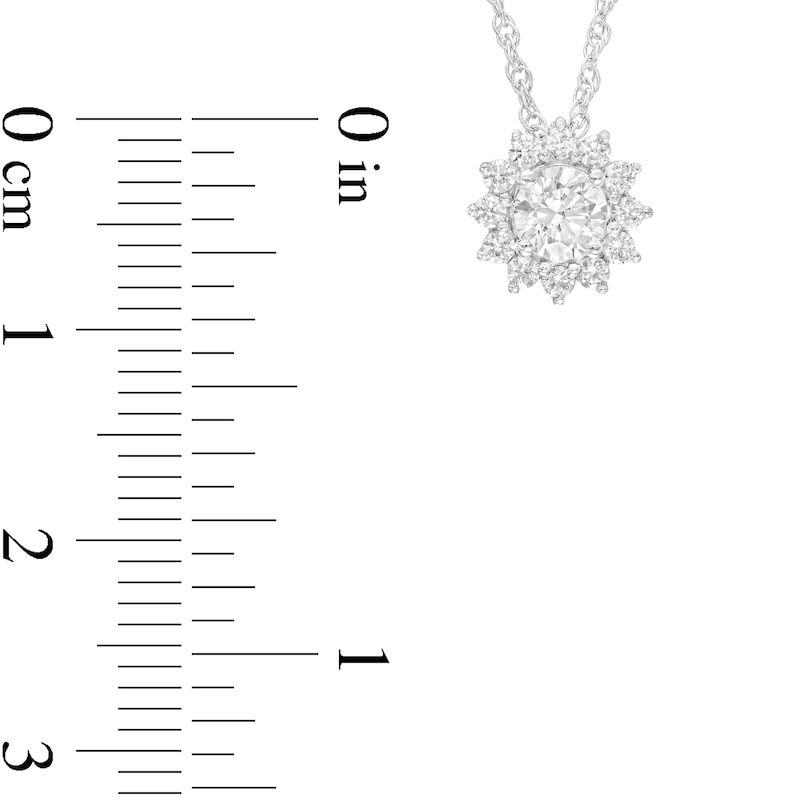 Main Image 3 of 1/2 CT. T.W. Diamond Frame Sunburst Pendant in 10K White Gold