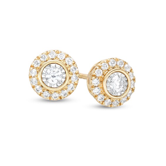 1/4 CT. T.w. Diamond Frame Stud Earrings in 10K Two-Tone Gold