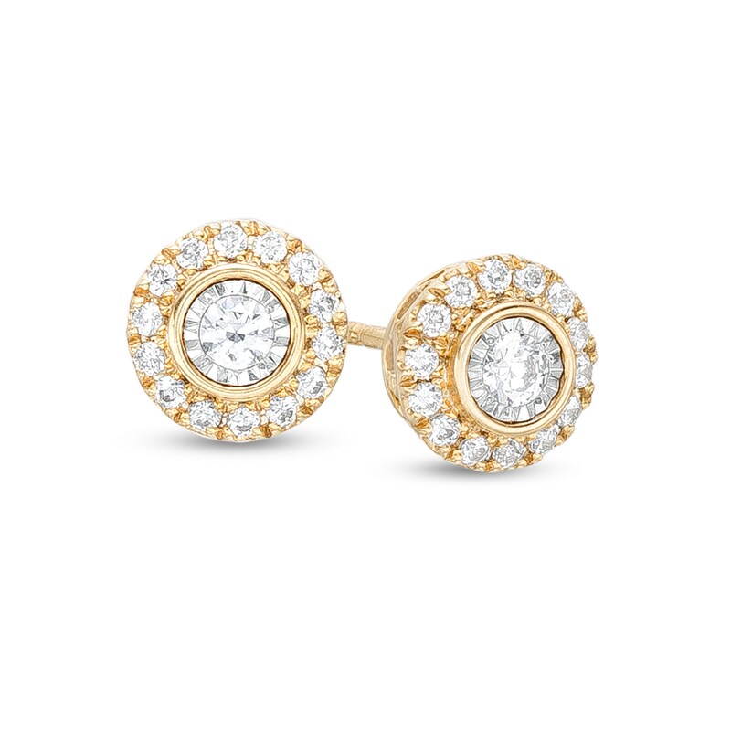 Main Image 1 of 1/4 CT. T.W. Diamond Frame Stud Earrings in 10K Two-Tone Gold