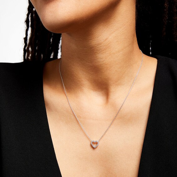 1/4 CT. T.w. Certified Lab-Grown Diamond Heart Outline Necklace in 14K White Gold (F/Si2)