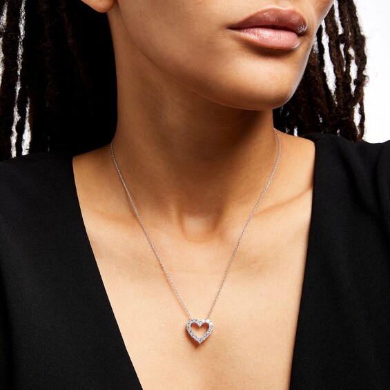 1 CT. T.w. Certified Lab-Grown Diamond Heart Outline Pendant in 14K White Gold (F/Si2)