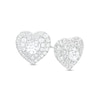 1 CT. T.W. Diamond Double Frame Heart Stud Earrings in 10K White Gold