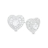 Thumbnail Image 1 of 1 CT. T.W. Diamond Double Frame Heart Stud Earrings in 10K White Gold