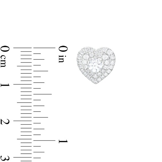 1 CT. T.w. Diamond Double Frame Heart Stud Earrings in 10K White Gold