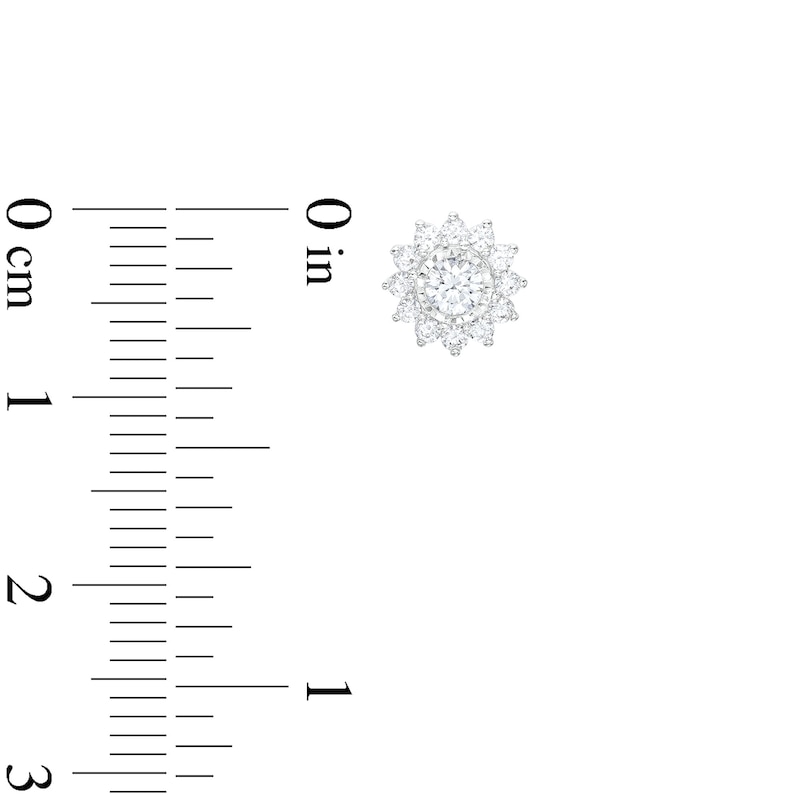 Main Image 3 of 1/2 CT. T.W. Diamond Frame Sunburst Stud Earrings in 10K White Gold