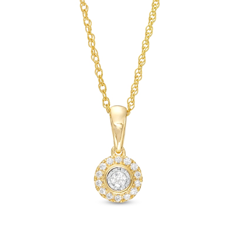 Main Image 1 of 1/8 CT. T.W. Diamond Frame Circle Pendant in 10K Two-Tone Gold