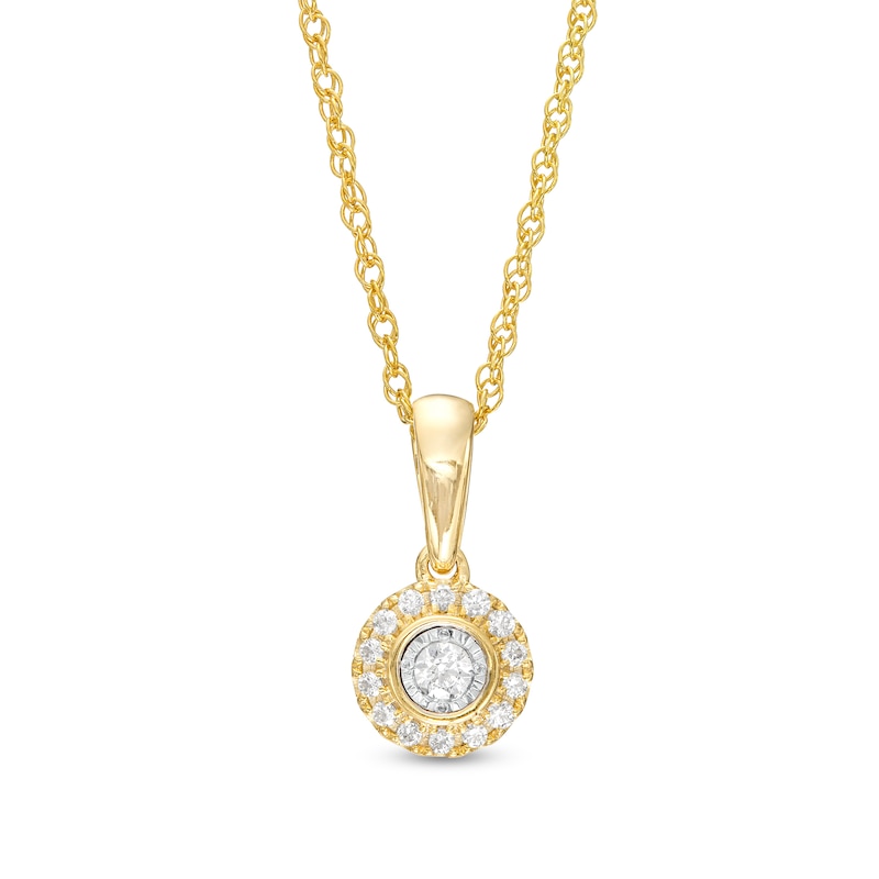 1/8 CT. T.W. Diamond Frame Circle Pendant in 10K Two-Tone Gold | Zales