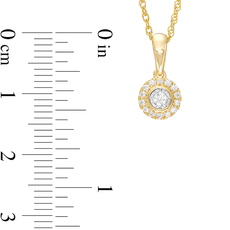 Main Image 3 of 1/8 CT. T.W. Diamond Frame Circle Pendant in 10K Two-Tone Gold