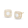 Thumbnail Image 1 of 1/4 CT. T.W. Diamond Cushion-Shaped Frame Stud Earrings in 10K Two-Tone Gold