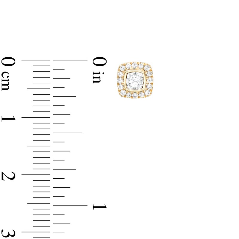 Main Image 3 of 1/4 CT. T.W. Diamond Cushion-Shaped Frame Stud Earrings in 10K Two-Tone Gold