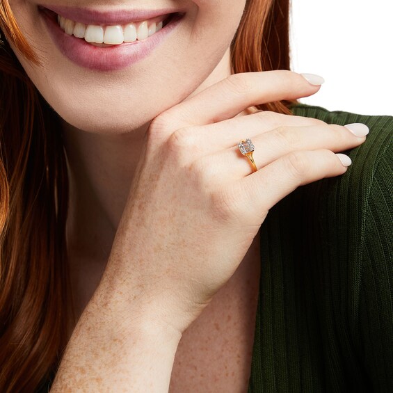 1/3 CT. T.w. Cushion-Shaped Multi-Diamond Split Shank Ring in 10K Gold