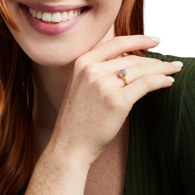 Main Image 2 of 1/3 CT. T.W. Cushion-Shaped Multi-Diamond Split Shank Ring in 10K Gold