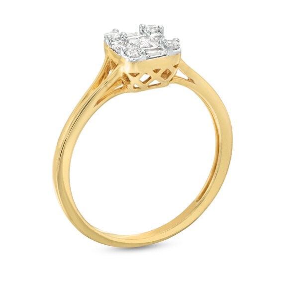 1/3 CT. T.w. Cushion-Shaped Multi-Diamond Split Shank Ring in 10K Gold