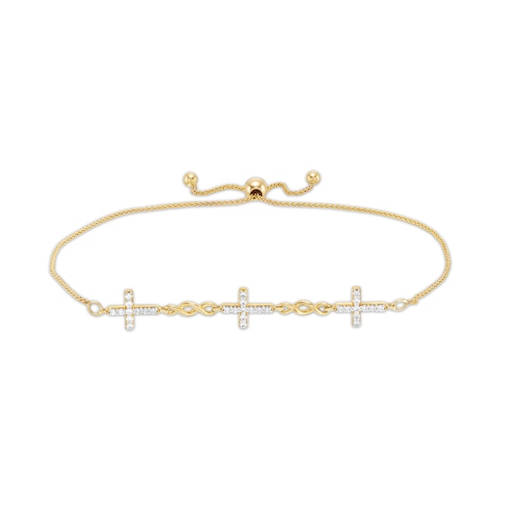 1/4 CT. T.w. Diamond Infinity Cross Link Bolo Bracelet in 10K Gold â 10"