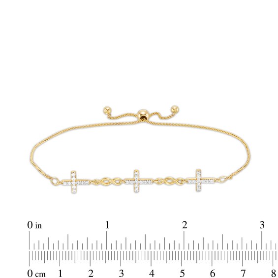 1/4 CT. T.w. Diamond Infinity Cross Link Bolo Bracelet in 10K Gold â 10"