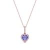 Thumbnail Image 1 of 5.0mm Heart-Shaped Tanzanite and 1/10 CT. T.W. Diamond Frame Pendant in 10K Rose Gold