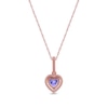 Thumbnail Image 3 of 5.0mm Heart-Shaped Tanzanite and 1/10 CT. T.W. Diamond Frame Pendant in 10K Rose Gold