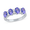 Thumbnail Image 1 of Oval Tanzanite and 1/6 CT. T.W. Diamond Alternating Anniversary Band in 10K White Gold