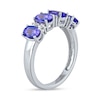 Thumbnail Image 2 of Oval Tanzanite and 1/6 CT. T.W. Diamond Alternating Anniversary Band in 10K White Gold