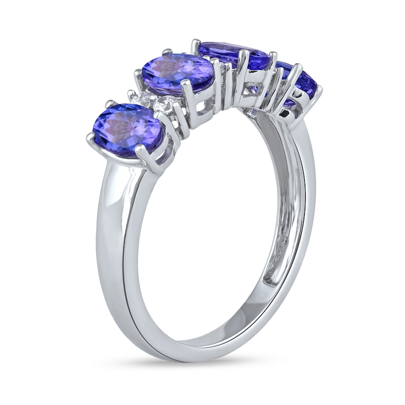 Main Image 2 of Oval Tanzanite and 1/6 CT. T.W. Diamond Alternating Anniversary Band in 10K White Gold
