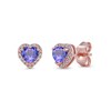 Thumbnail Image 1 of 4.0mm Heart-Shaped Tanzanite and 1/10 CT. T.W. Diamond Frame Stud Earrings in 10K Rose Gold