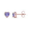 Thumbnail Image 2 of 4.0mm Heart-Shaped Tanzanite and 1/10 CT. T.W. Diamond Frame Stud Earrings in 10K Rose Gold