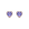 Thumbnail Image 3 of 4.0mm Heart-Shaped Tanzanite and 1/10 CT. T.W. Diamond Frame Stud Earrings in 10K Rose Gold
