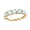 Thumbnail Image 1 of Oval Opal and 1/10 CT. T.W. Diamond Alternating Five Stone Anniversary Band in 10K Gold