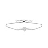 Thumbnail Image 1 of White Lab-Created Sapphire Heart Frame Bolo Bracelet in Sterling Silver - 9.5&quot;
